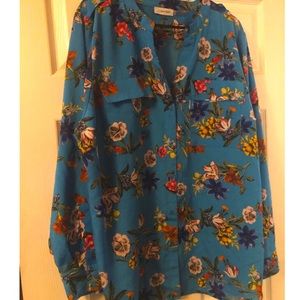 Calvin Klein Blue Floral shirt (Like New)